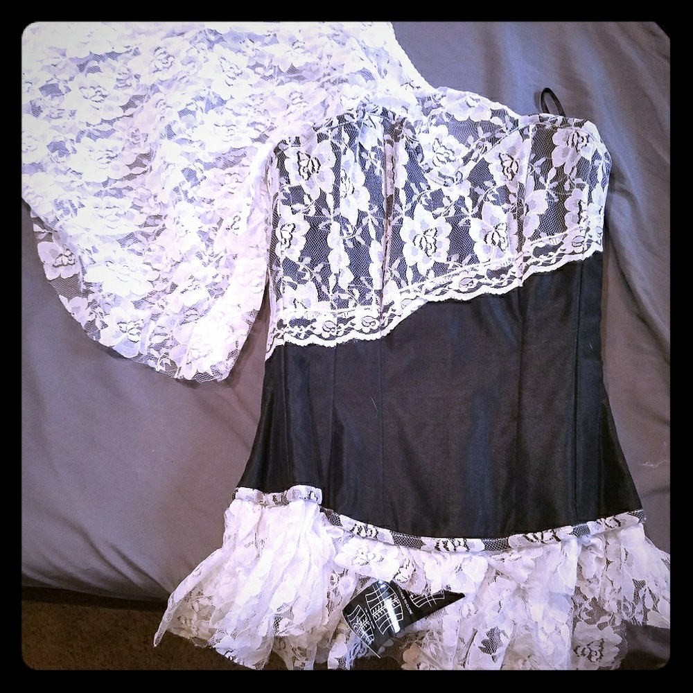 Black and White Steelboned Corset