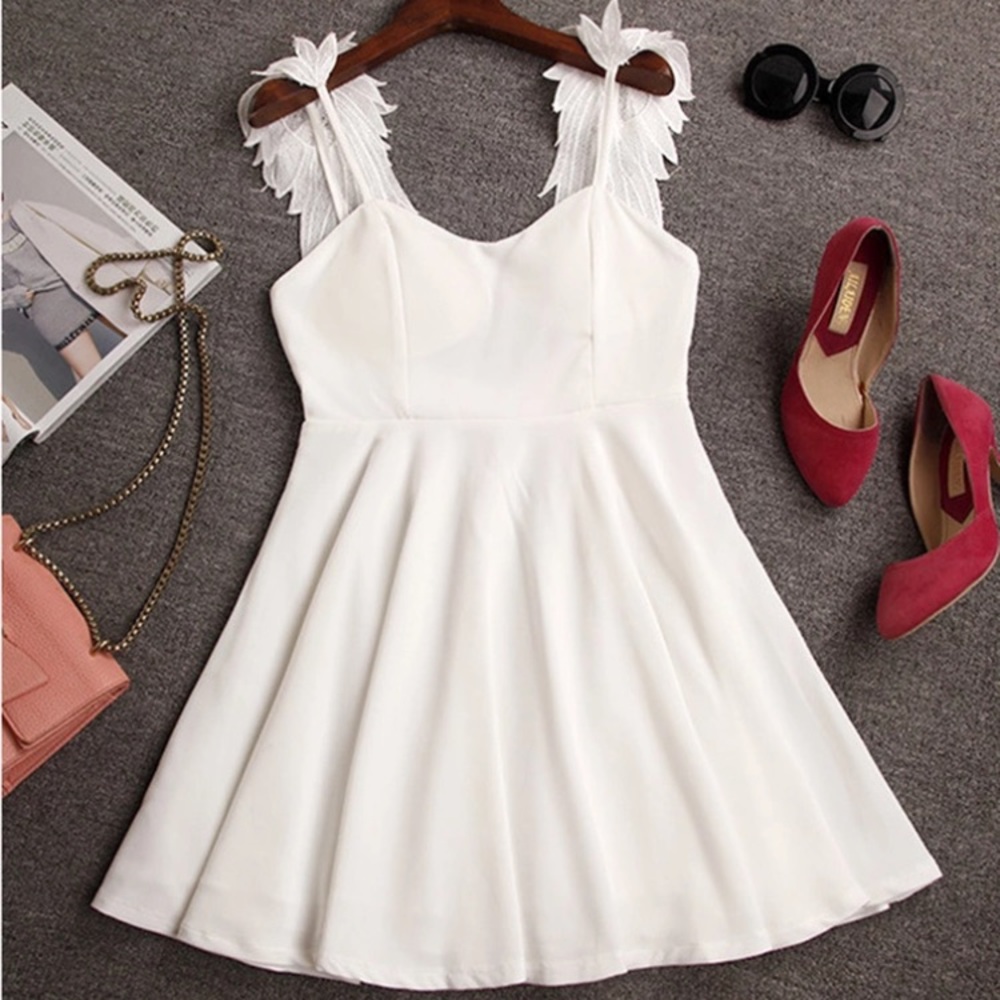 White Angel Wing Mini Dress - Picture 3 of 8