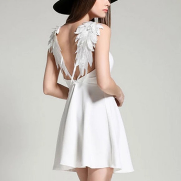 White Angel Wing Mini Dress - Picture 6 of 8