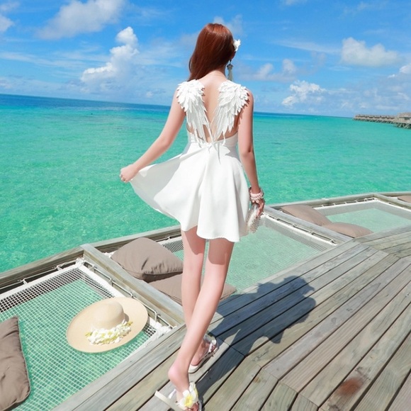 White Angel Wing Mini Dress - Picture 4 of 8