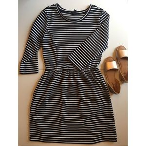 Navy Blue and White striped Dress
