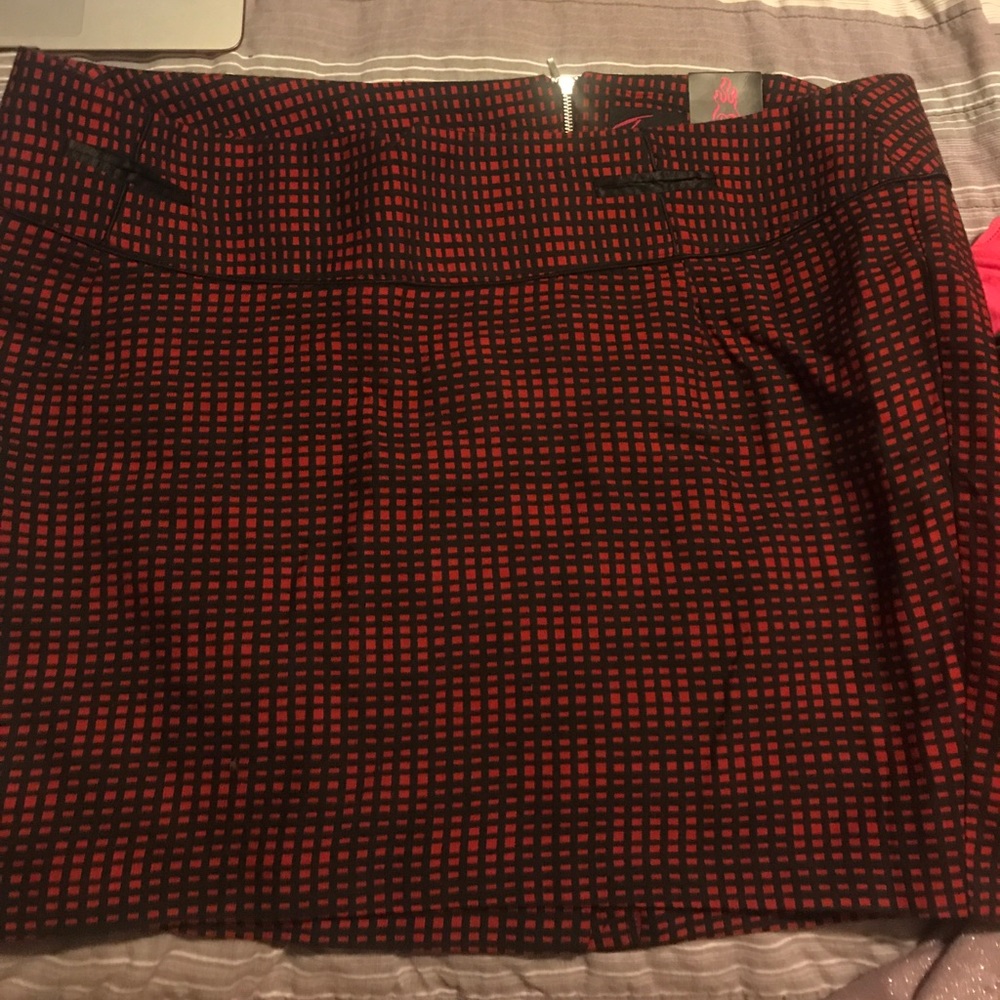 Red and black mini skirt