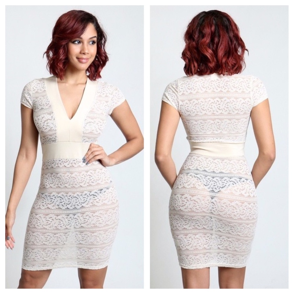 Ivory See Through Dress