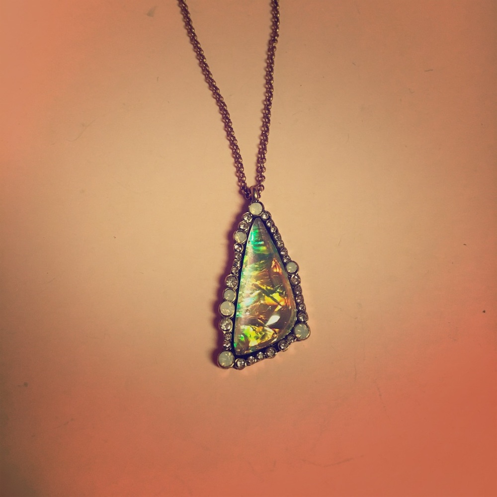 Gorgeous gold triangle opal necklace