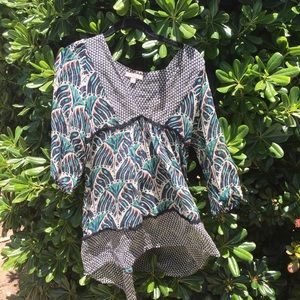 Sheer printed lux tunic style top