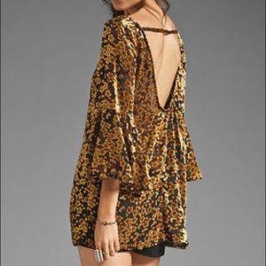 Free People Gypsy Junkies Noir Velvet Tunic Gold