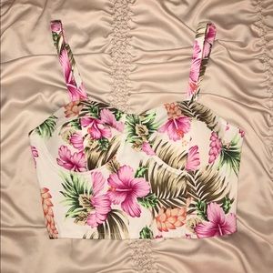 pink and Green Floral Crop Top!