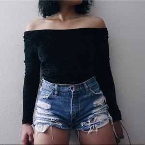 Vintage velvet off the shoulder long sleeves