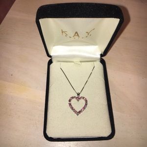 Pink Swarovski Crystal & diamond heart necklace