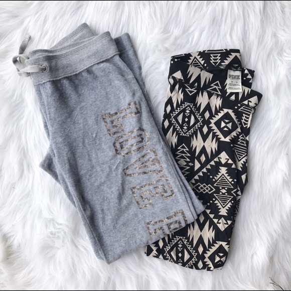 PINK Victoria's Secret Pants - PINK VS 2 Pants Bundle Velour Leggings XS