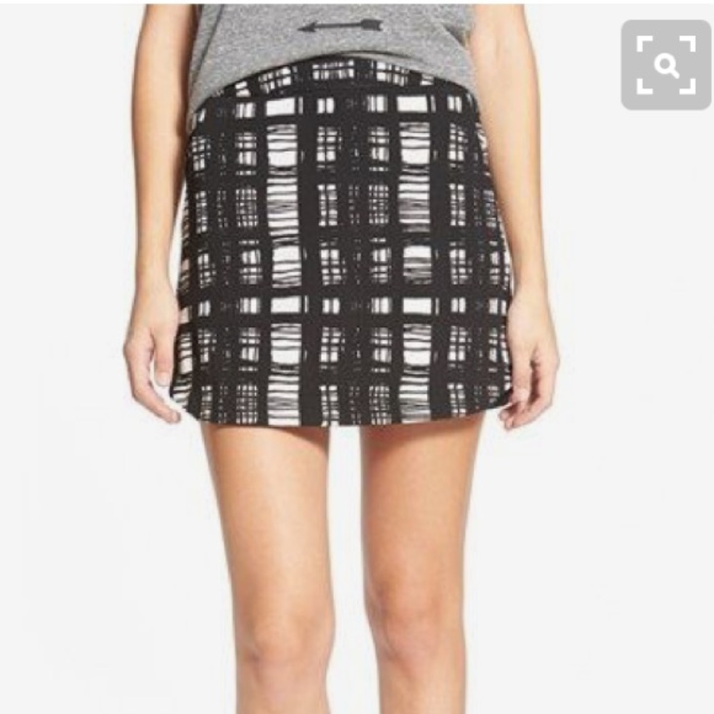 Lush Black Plaid Pattern Mini Skirt