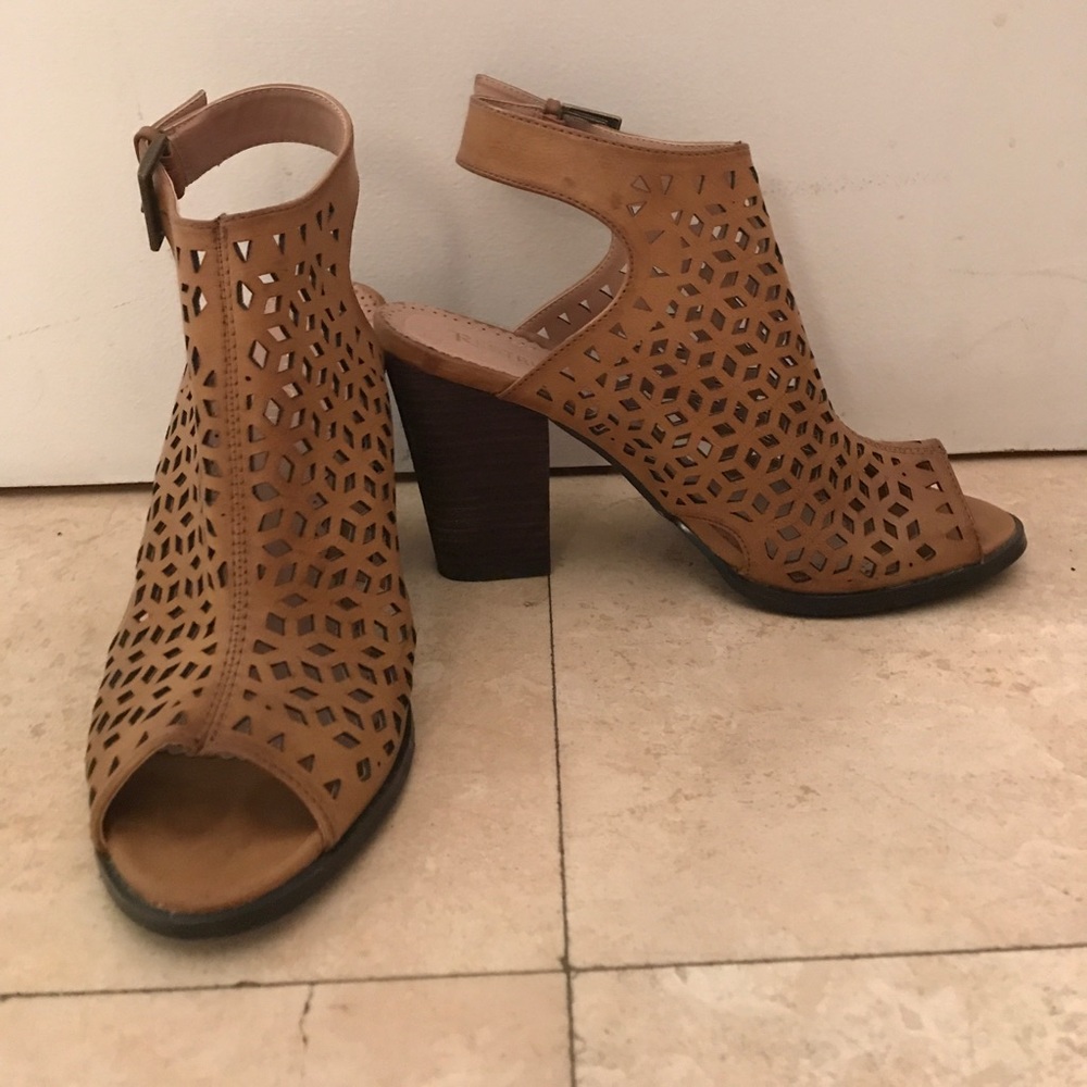 Restricted Brown Peep Toe Booties