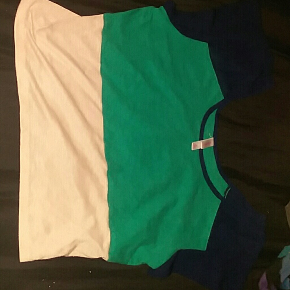 Blue and tan crop top
