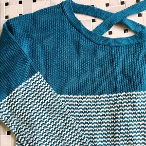Teal Blue Cross Back Sweater
