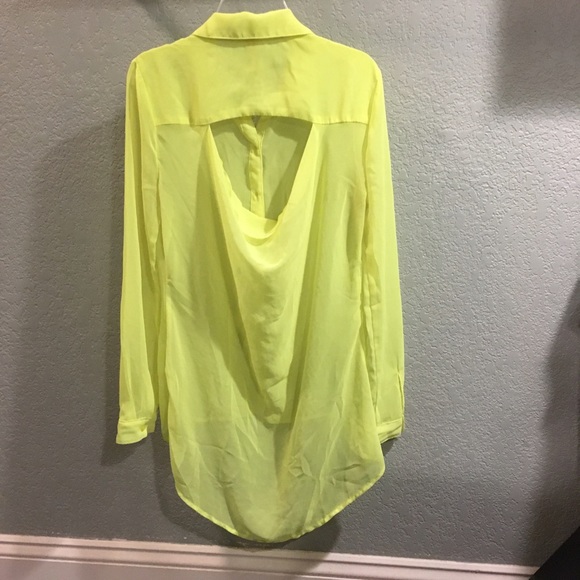 Yellow Long sleeve see-through button up - Picture 2 of 5