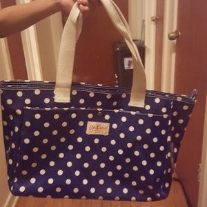 Cath Kidston polka dot vinyl navy tote