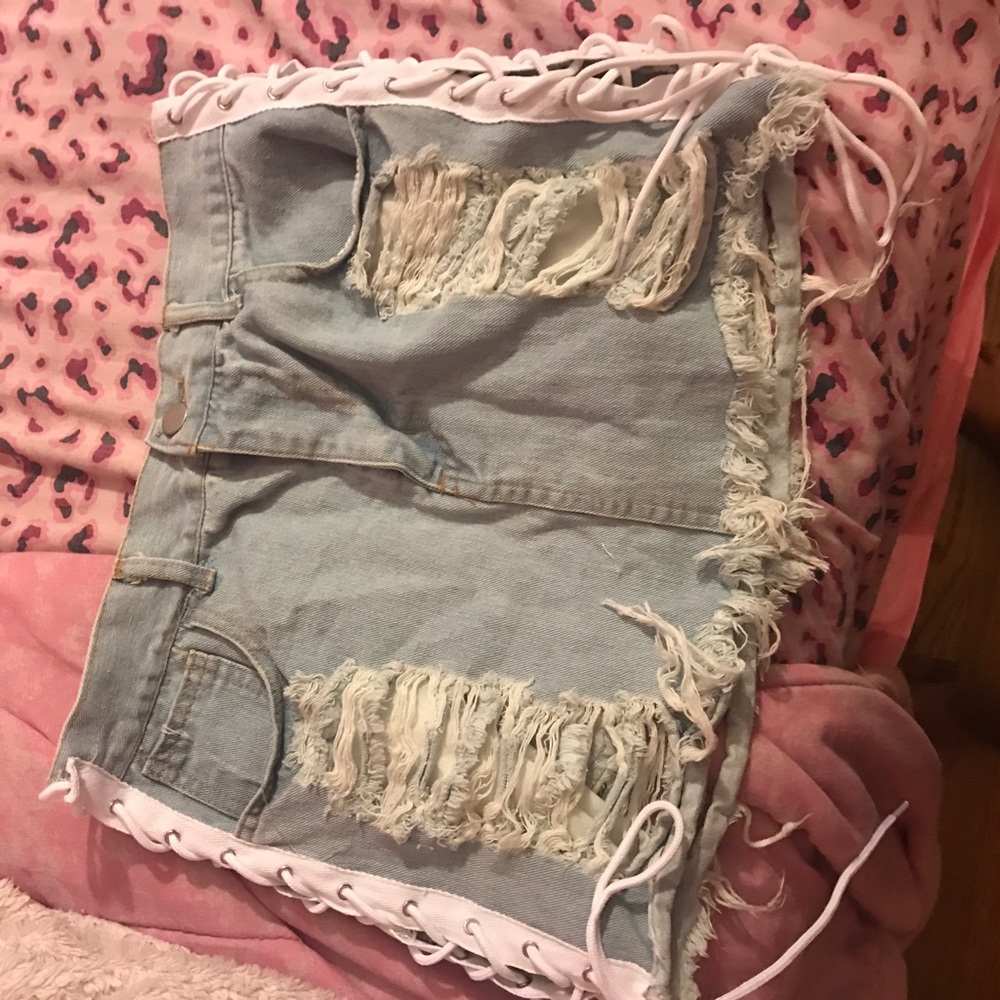 NWT denim lace up skirt