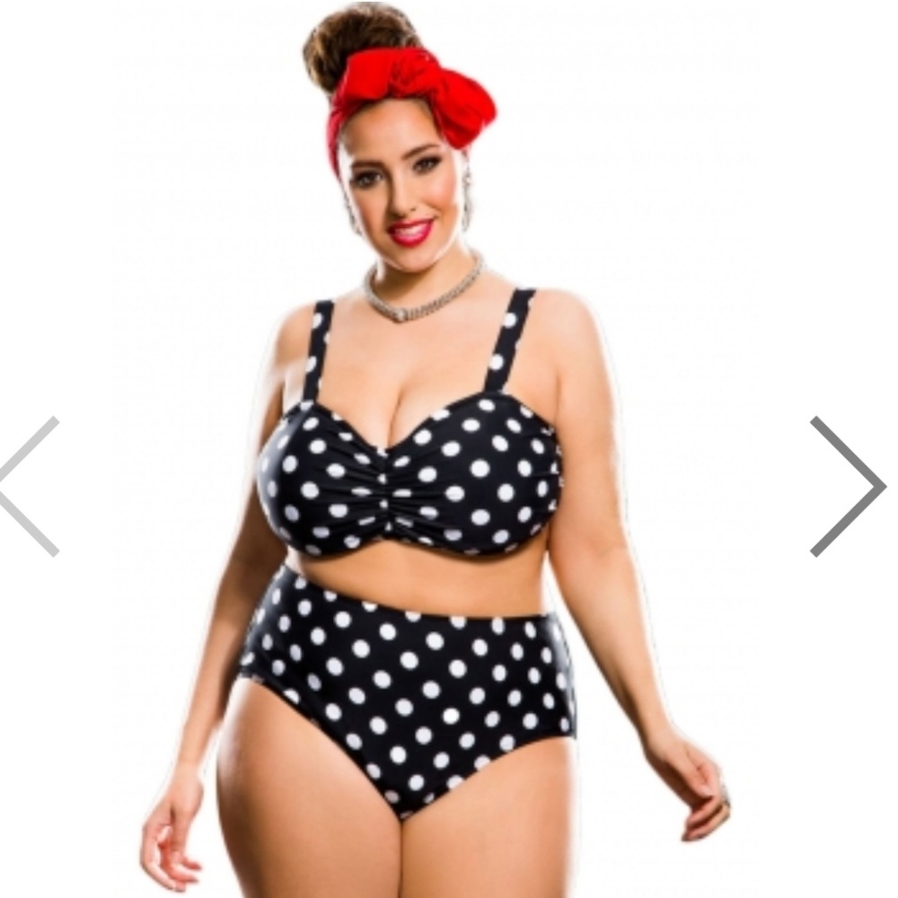 Polka Dot Plus Size High Waist Bikini Swimsuit