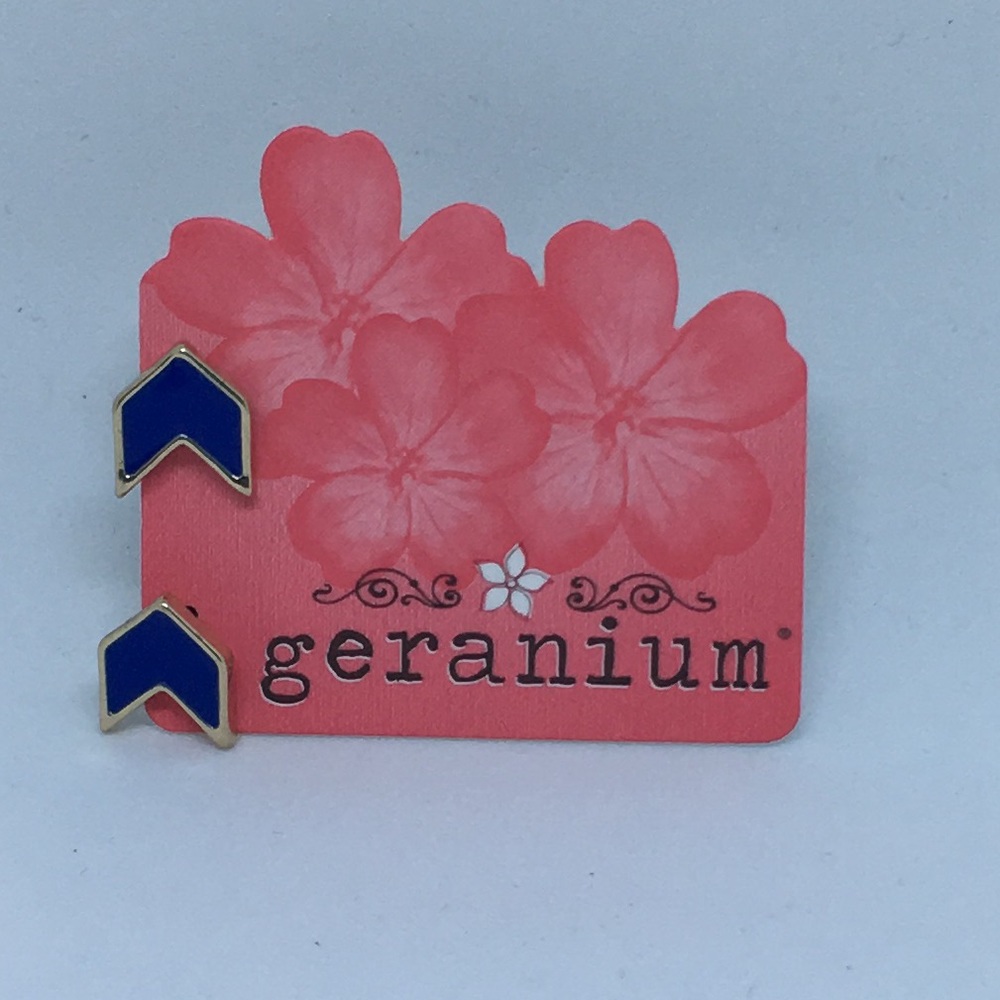 Geranium blue gold colored arrow studded earrings