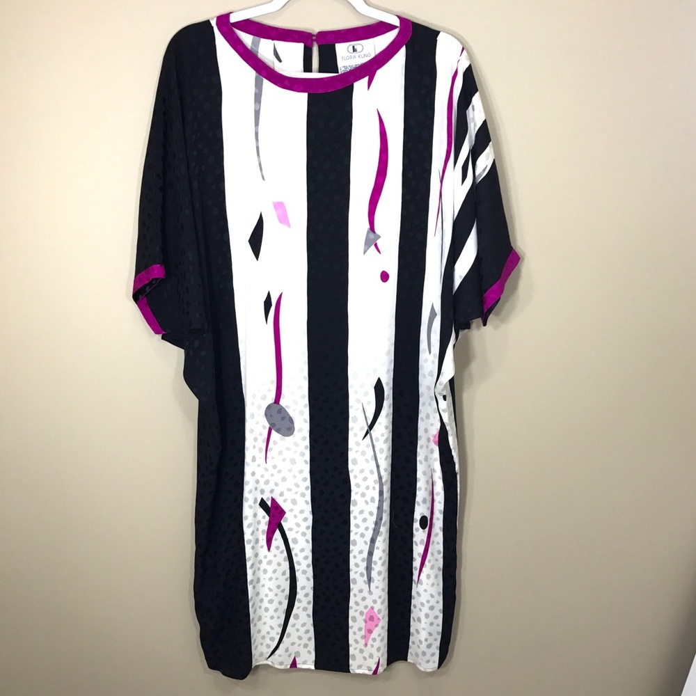 Vintage Flora Kung flowy silk dress size 12