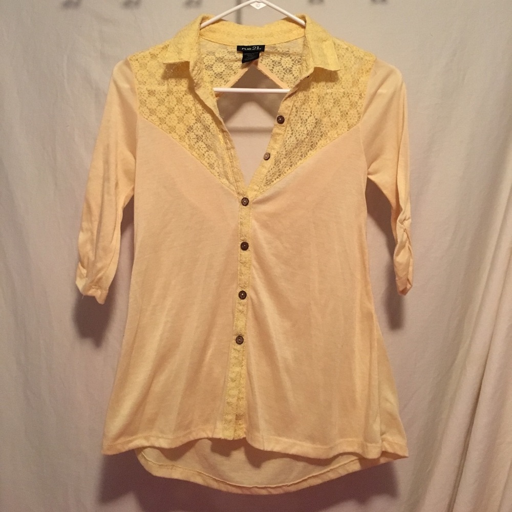 Yellow button up with back cutout