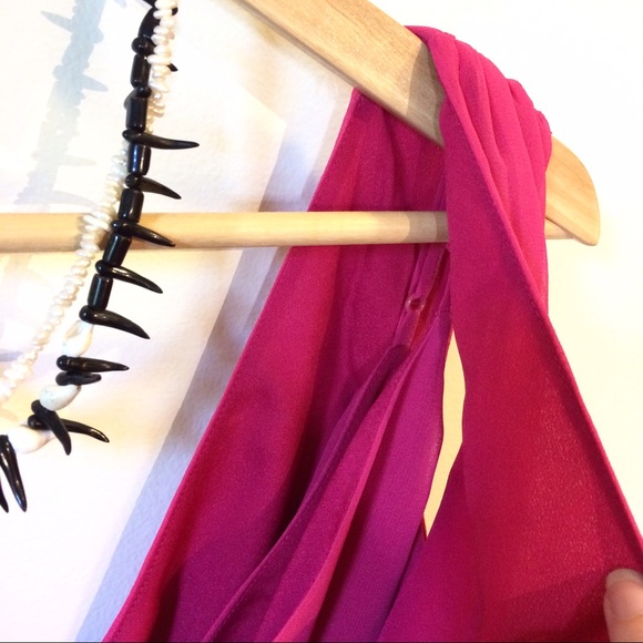 ARYN K. {Anthro} Bright Pink Asymmetric Neck Dress - Picture 2 of 8