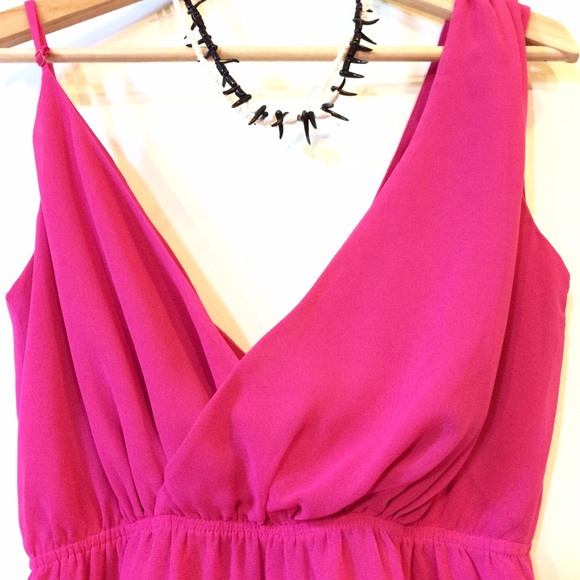 ARYN K. {Anthro} Bright Pink Asymmetric Neck Dress - Picture 3 of 8