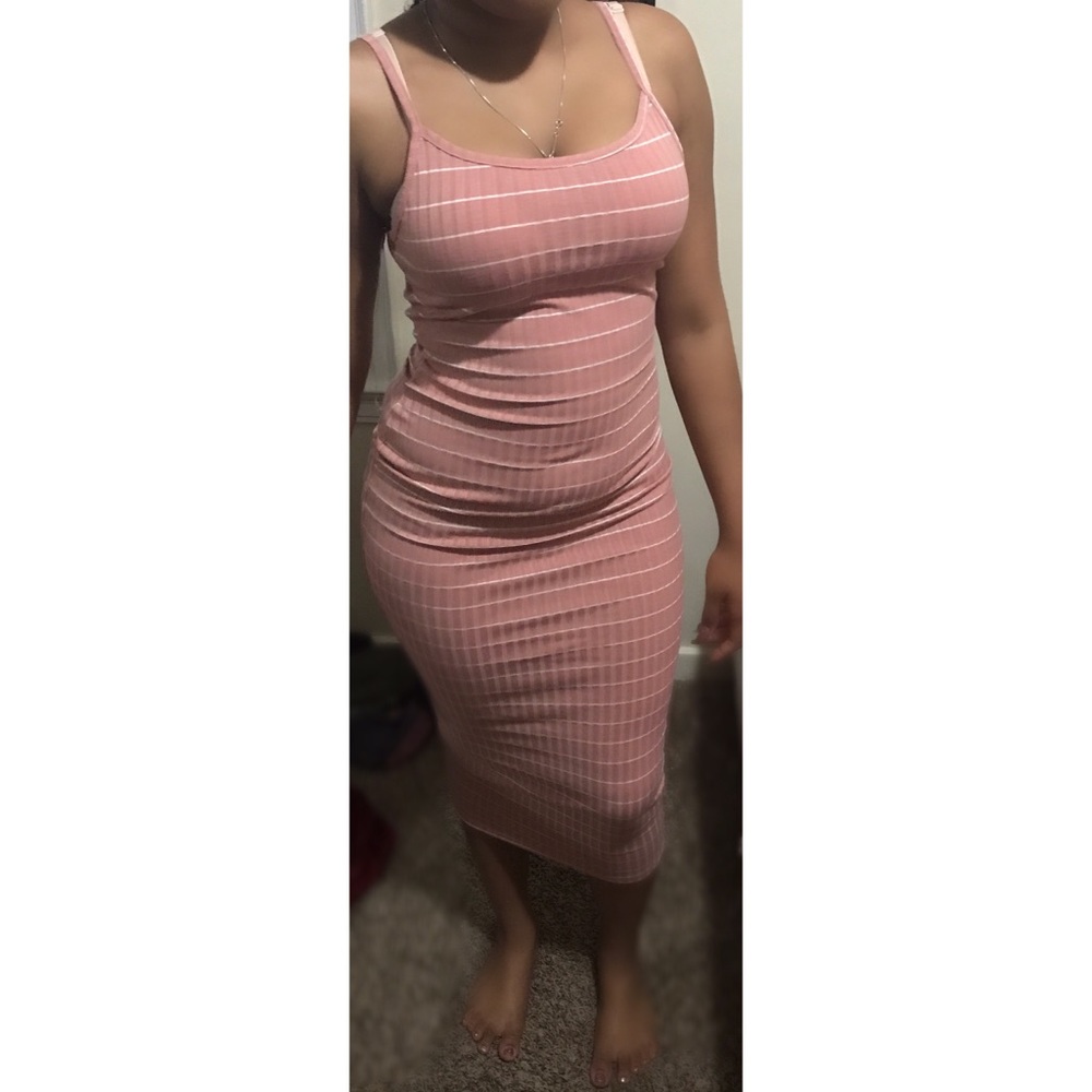 Pink striped maxi dress