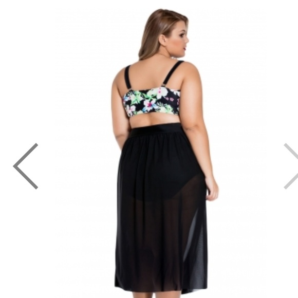 YES 3 pc Plus Size Boho High Waist Bikini Skirt - Picture 2 of 4