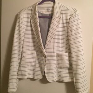Women's blazer. White with blue stripes. Size L.
