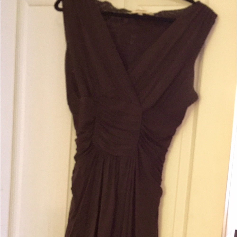 Brown micro shirred waist dress