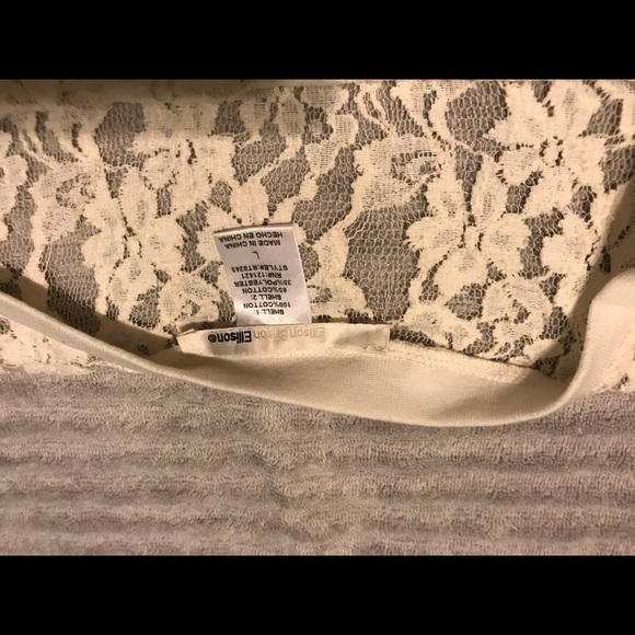 White Shirt with Lace accenting & gold studs - Picture 2 of 2