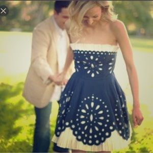 Betsy Johnson doily eyelet dress navy  -size 4