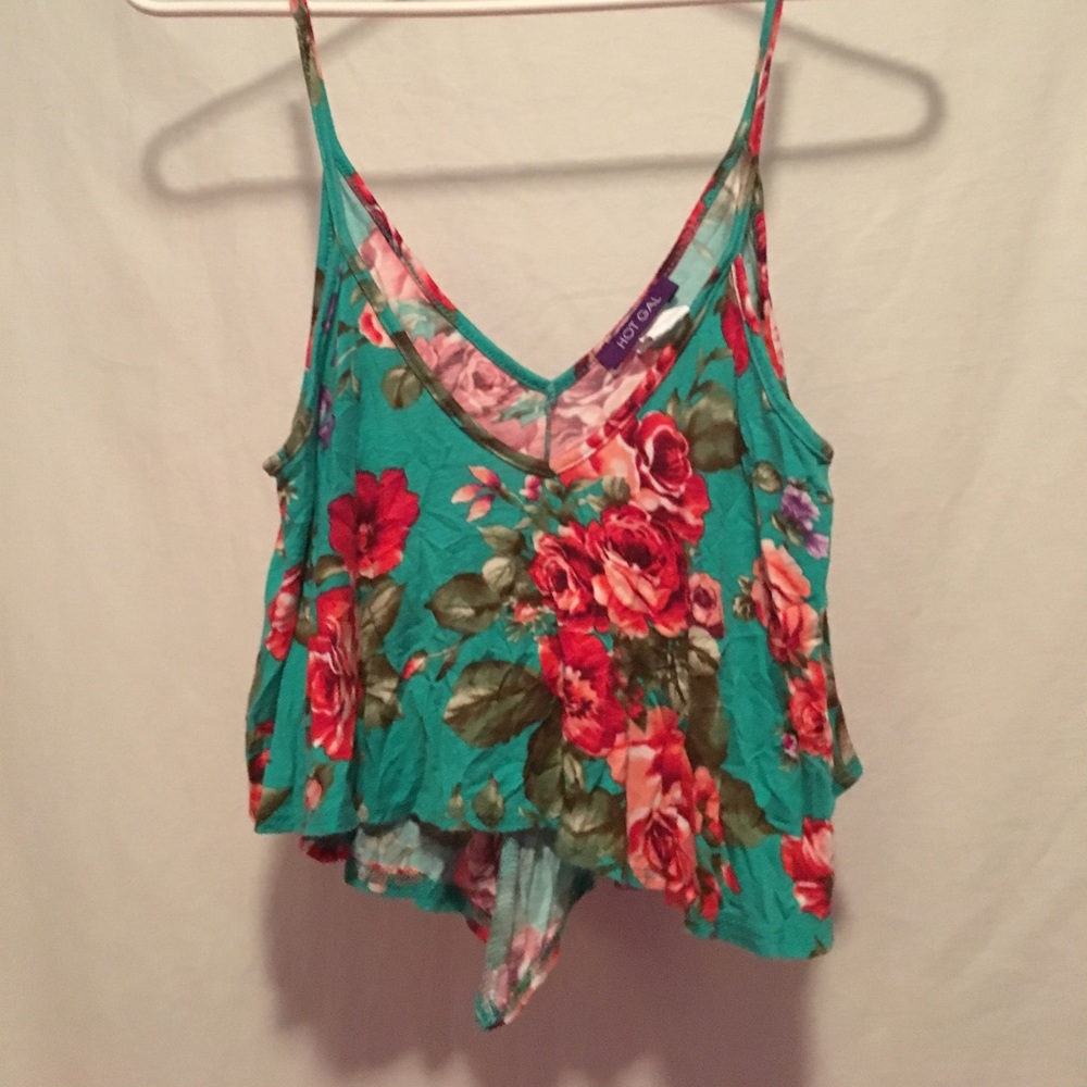 Beautiful blue and pink floral tank crop top