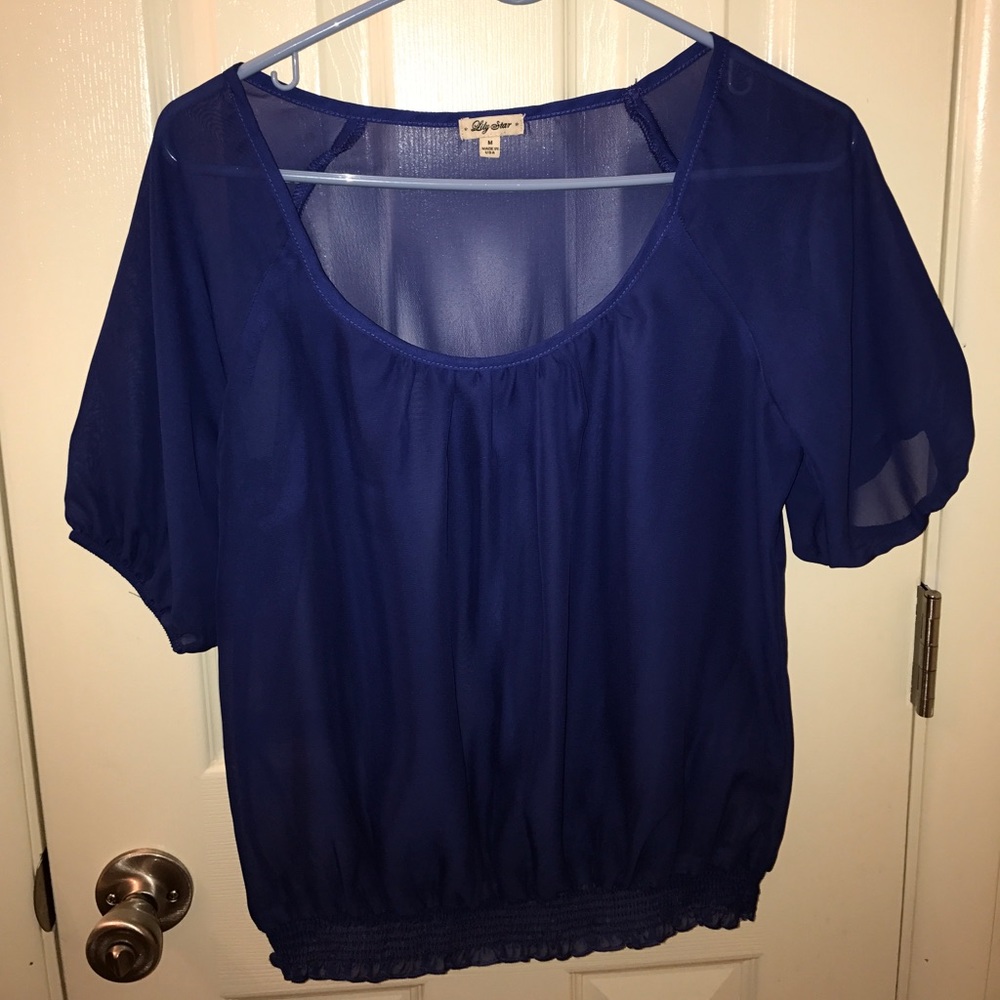 Dark blue mesh blouse