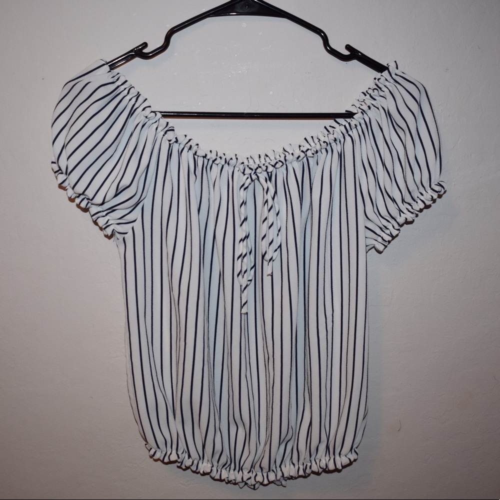 striped off the shoulder top
