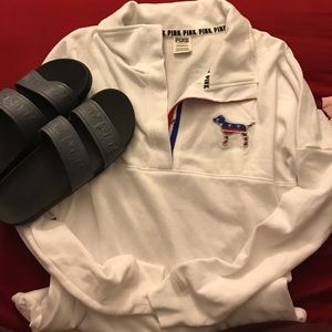 PINK sweatshirt and sandals