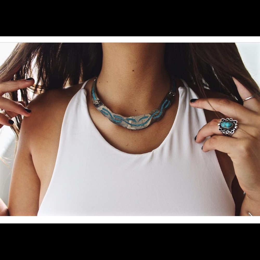 ||SOLD|| Vintage silver turquoise choker