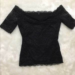 GUESS SEXY BLACK LACE OFF THE SHOULDER TOP