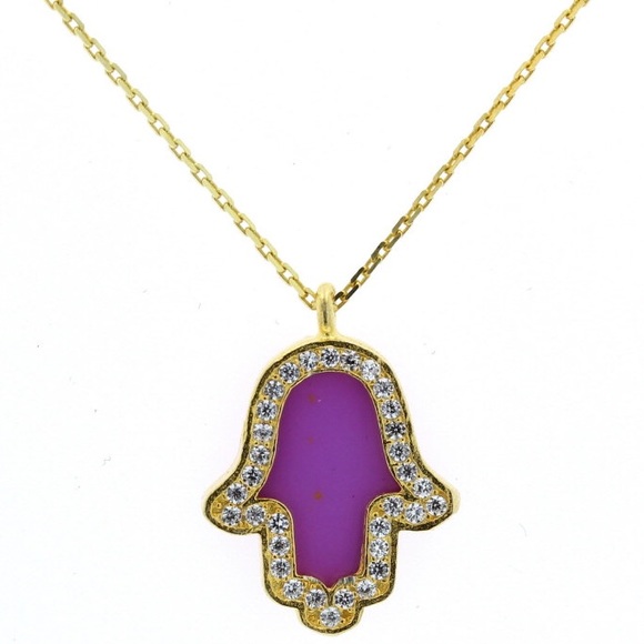 Jewelry - Hamsa,Evil Eye Silver and Cubic Zirconia Necklace