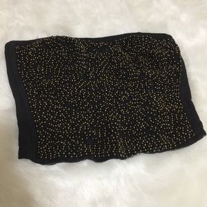 SEXY BLACK AND GOLD STRAPLESS BEADED TOP