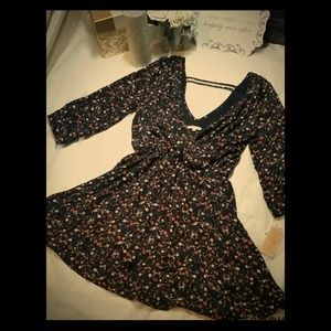 Flowy Floral Print Copper Key Dress