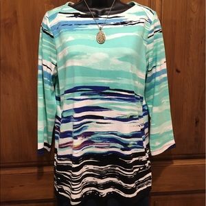 Rafaella print tunic - long sleeves & split hem