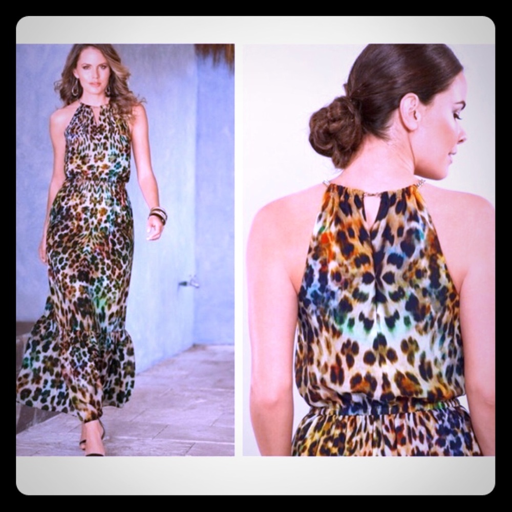 Boston Proper Painted Animal Chain Maxi Dress DR-1