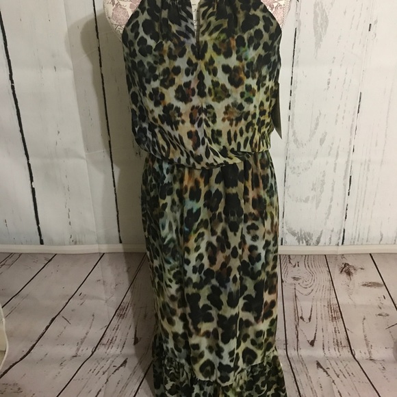 Boston Proper Painted Animal Chain Maxi Dress DR-1 - Picture 6 of 8