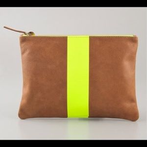 Clare Vivier Neon Stripe Flat Clutch