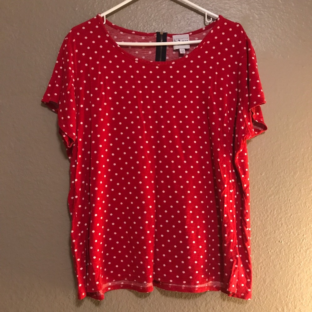 Red polka dot shirt