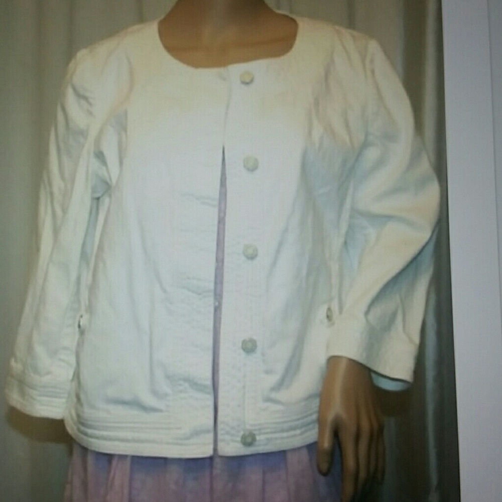 Talbots button-up denim Blazer white cotton jacket