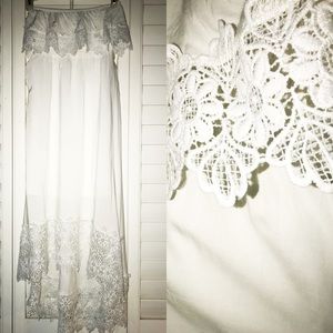 White Floral Strapless Dress