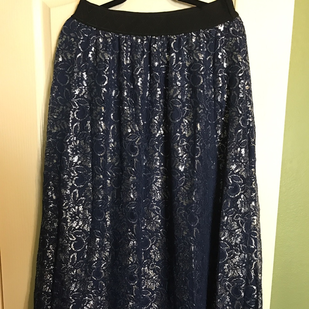 Elegant LulaRoe Lucy Skirt Blue/Silver